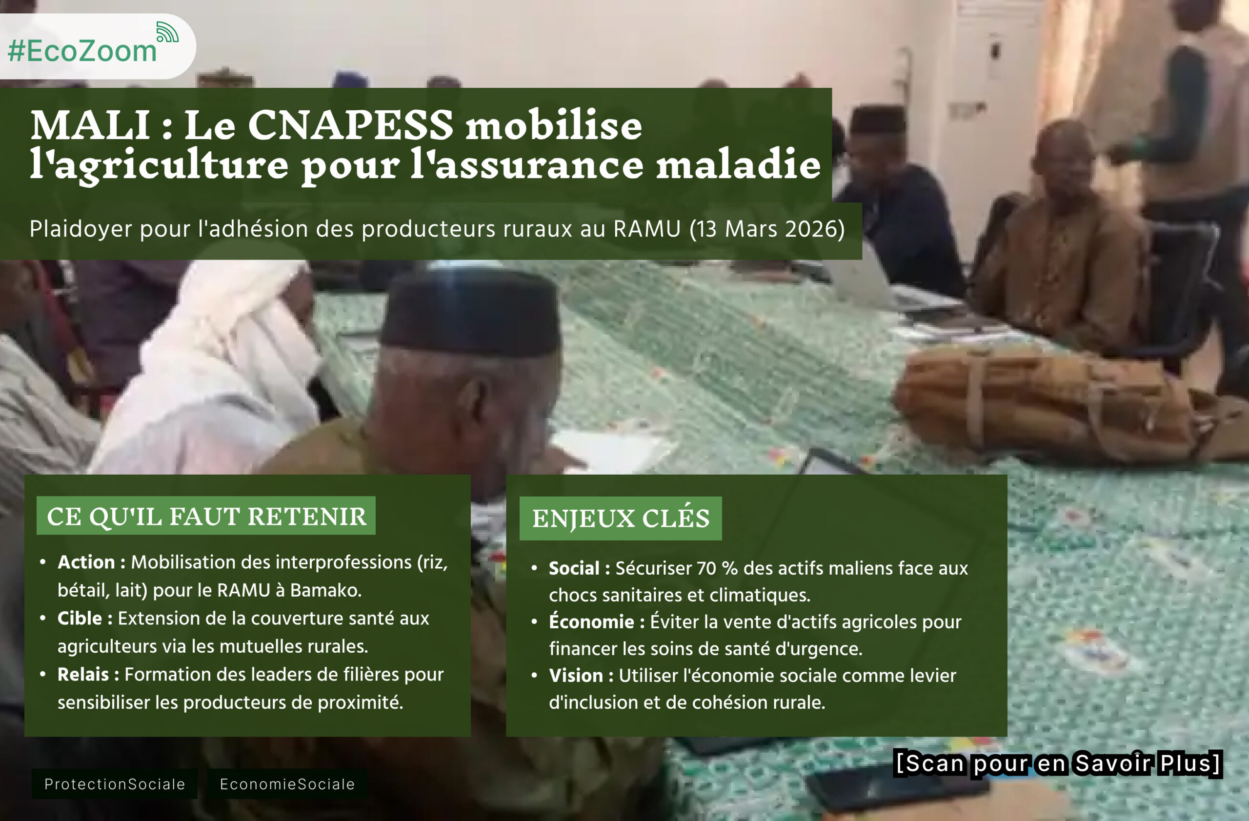 Mali : le CNAPESS mobilise les filières agricoles pour étendre la couverture sociale